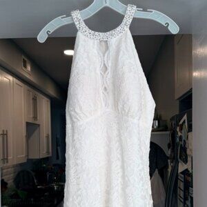 DB Studio Ivory Lace Halter Dress